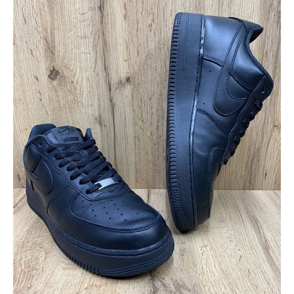 Nike AF1 Air Force 1 Low X Supreme Sneakers Shoes Black Leather Mens Size 10